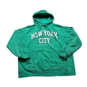 H&M New York City Green Manhattan Long Sleeve Pullover Hoodie Y2K 2000s Chic S
